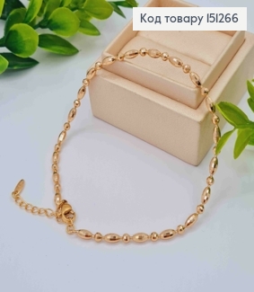 Браслет на ногу з круглих та овальних Бусин, довжина 22+5см, Xuping 18К 151266 фото