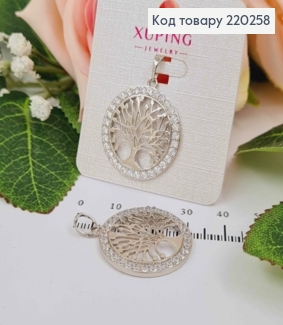 Кулон родований, дерево в оправі з камінців, 2,5см, Xuping 220258 фото