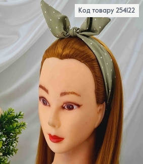 Повязка на резинке, в горошек, с бантиком, цвета в ассорт. 2,5*25см 254122 фото