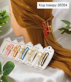 Краб металл, Изогнутые прямоугольнички с цветной эмалькой, 4,5см, цвета в ассорт. 215354 фото