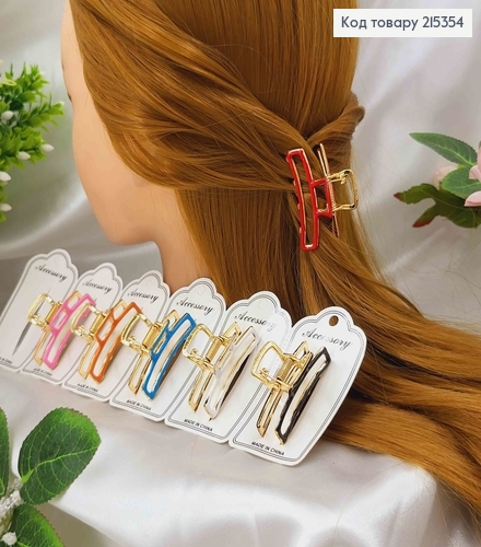 Краб металл, Изогнутые прямоугольнички с цветной эмалькой, 4,5см, цвета в ассорт. 215354 фото 1