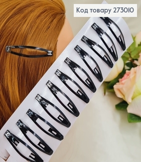 Заколка тик так чорный модний  12шт / уп. 273010 фото
