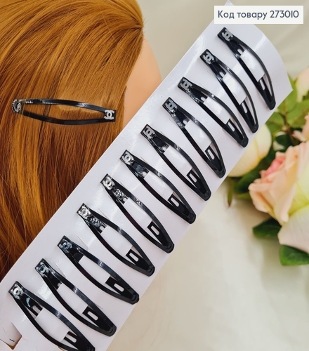 Заколка тик так чорный модний  12шт / уп. 273010 фото 1