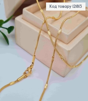 Цепочка плетения СНЕЙК с пластинками украшенными тиснением, длина 45см, Xuping 18К 121813 фото