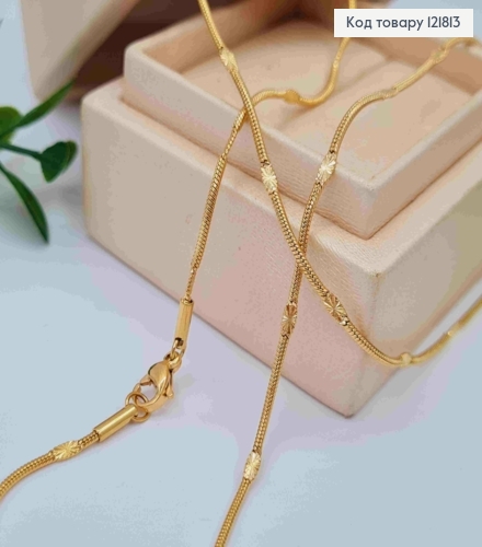 Цепочка плетения СНЕЙК с пластинками украшенными тиснением, длина 45см, Xuping 18К 121813 фото 1