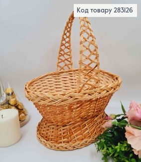 Кошик плетений овальний, "КОБРА" з "спідничкою", 39*25*13см, +ручка 20см, УКРАЇНА 283126 фото