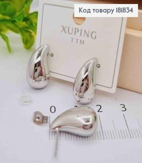 Серьги родованные гвозди "Капельки" удлиненная,1,8см, XUPING ТТМ 181834 фото