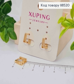 Серьги кольца, "Квадратные", ширина 3мм, длина 9мм, Xuping 18К. 118520 фото