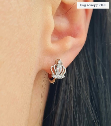 Сережки родовані, Кільця "Корона" в камінцях, 6мм, Xuping  181191 фото 2