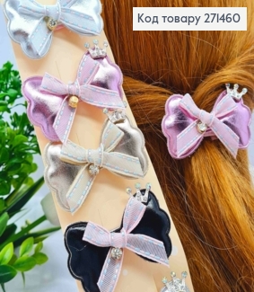 Набір заколок Стріла (10шт), БАНТИКИ з Короною, Яскраві глянцеві кольори, заколка 5см, бантик 6*4см 271460 фото