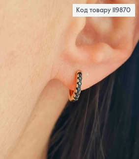 Серьги кольца украшены Черными камешками, диаметр 1см, XUPING 18К 119870 фото
