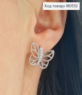 Серьги родироввние Бабочки, английская застежка 1,5*2,0см Xuping 180532 фото