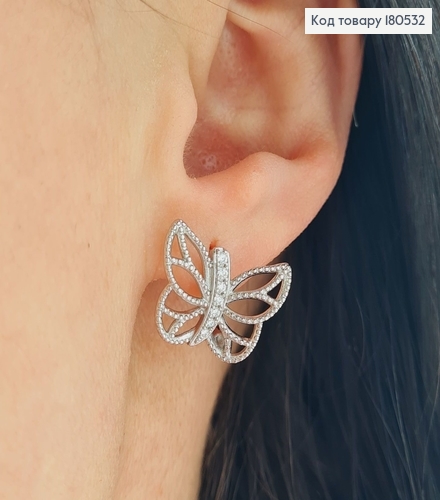 Серьги родироввние Бабочки, английская застежка 1,5*2,0см Xuping 180532 фото 1