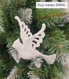 Новогодняя фигура Блеск Птичка Белая, 13*9см, Украина 619166 фото