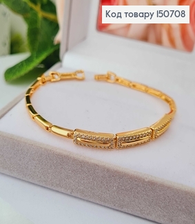 Браслет пластинками, с камешками, шир. 0,4см, дл. 17+2см Xuping 18K 150708 фото