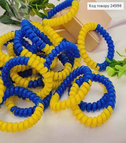 Резинка Пружинка глянцева, 5,5см, Жовто-Блакитного кольору 245198 фото 1