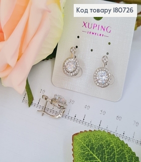 Сережки родированые "Горный хрусталь" (англ.застежка), 1,7*1см, Xuping 180726 фото