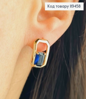 Серьги "Роуз" с Синим камнем, 1,5см, английская застежка, Xuping 18К 119458 фото