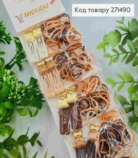 Набір заколок Тік-так (20шт) "ЗАЙЧЕНЯТА"+ силіконова резинка, Пастельні кольори, заколка 3см 271490 фото