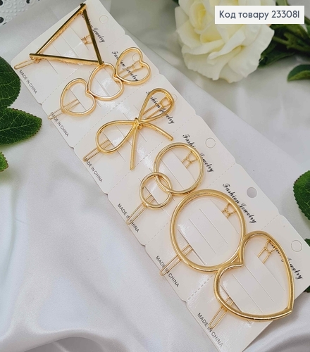 Заколка для волос, золотого цвета, разные фигурки в ассорт. 233081 фото 1