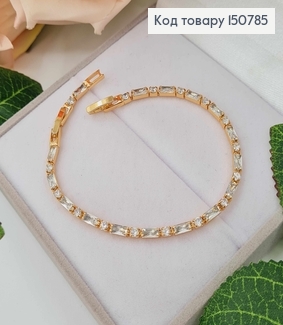 Браслет из прямоугольных камешков, дл. 16,5+2,5см, шир 2мм. Xuping 18K 150785 фото