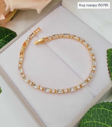 Браслет из прямоугольных камешков, дл. 16,5+2,5см, шир 2мм. Xuping 18K 150785 фото 1