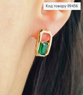 Серьги "Роуз" с Зеленым камнем, 1,5см, английская застежка, Xuping 18К 119456 фото