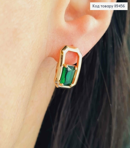 Сережки "Роуз" з Зеленим каменем, 1,5см, англійська застібка, Xuping 18К 119456 фото 1
