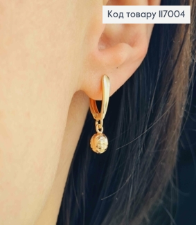 Серьги "Сныч" с подвеской шариком 5мм, англ. зам, Xuping 18К 117004 фото