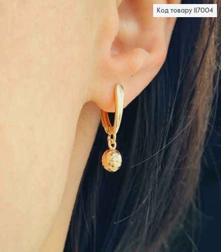 Серьги "Сныч" с подвеской шариком 5мм, англ. зам, Xuping 18К 117004 фото 1