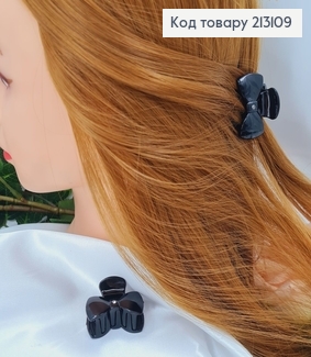 Краб пластик чорний глянець 4см Бантик з камінцем  213109 фото