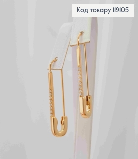 Серьги "ШПИЛЬКА" с блестящими камешками, длина 3,4см, XUPING 18K 119105 фото