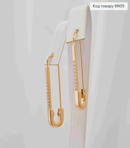 Серьги "ШПИЛЬКА" с блестящими камешками, длина 3,4см, XUPING 18K 119105 фото 1
