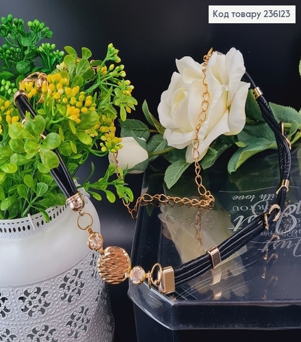 Пояс черный (имитация кожи) с золотой цепочкой 236123 фото 1