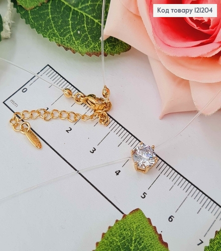 Жилка прозрачная, с круглым камешком 7мм., дл. 45+5см, Xuping 18K 121204 фото 1