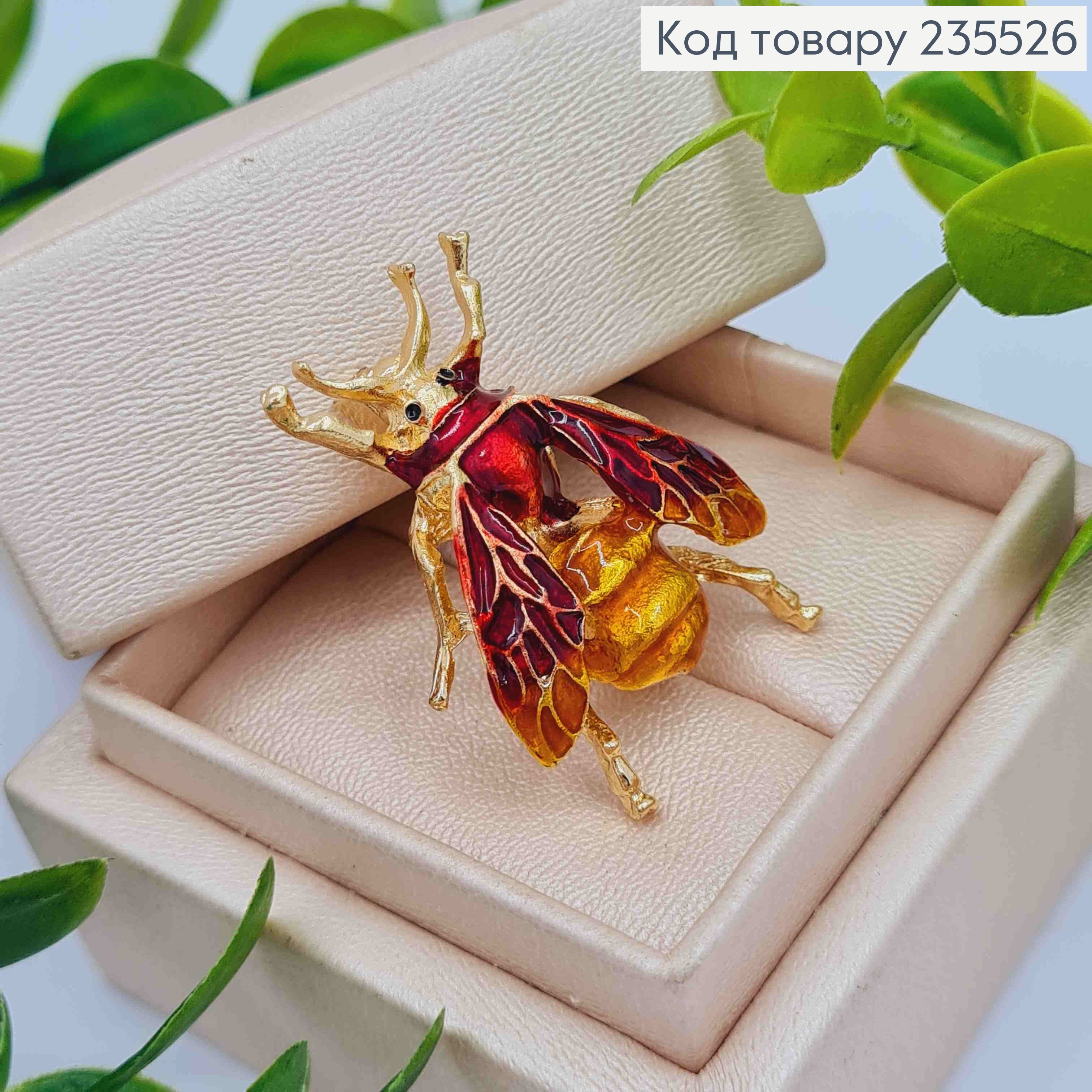Брошь металл "ЖУК" с Красными крыльями, 3,5*2,5см 235526 фото 2