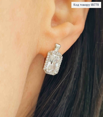 Серьги блестящие Камень в оправе из камней, длина 1,4см, английская застежка, Xuping 181778 фото 1