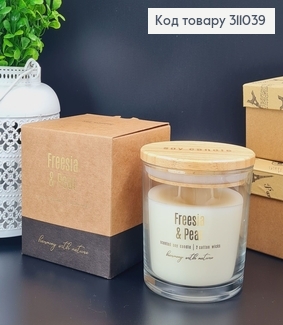 Аромасвеча соевая  в банке с двома фетилями Фрезия и Жемчужина,300гр., 40год.Bispol sn173-326 311039 фото
