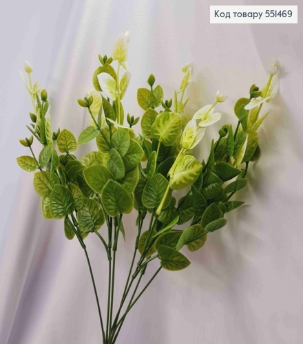 Искусственная декоративная Зелень, ЗЕЛЕНОГО цвета, 7 веточек на металлическом стержне, высота 47см. 551469 фото 2