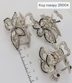 Краб металл серебряный с камнями 4,5 см 215004 фото