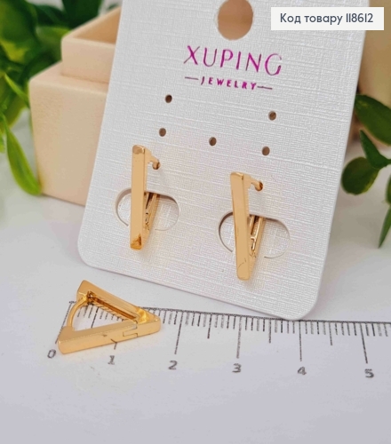 Серьги кольца "Треугольники", длина 1,6см, Xuping 18К 118612 фото 1