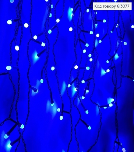 Гирлянда шторка черная проволока 5 м 150 LED синяя 613077 фото 1