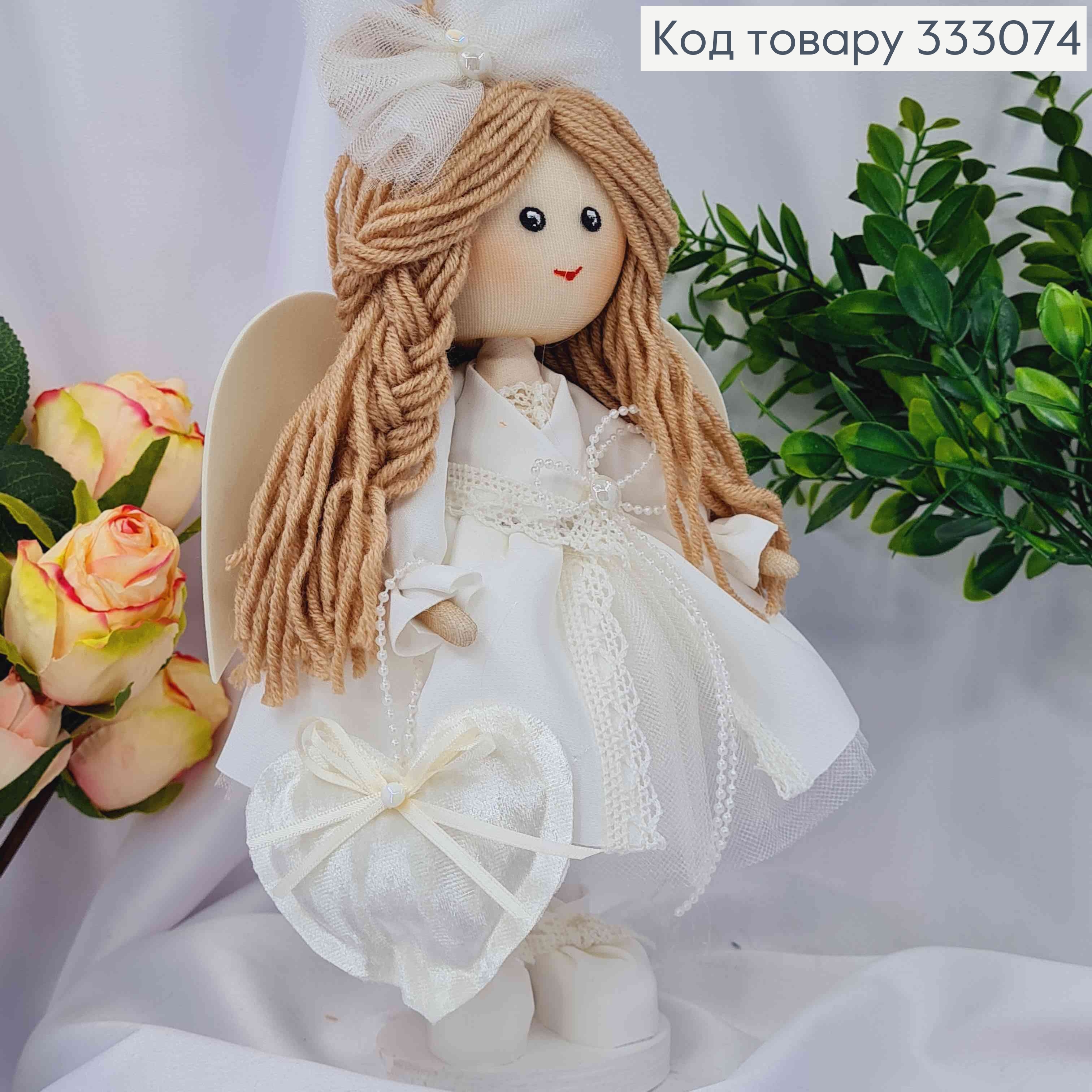 Кукла Девочка "АНГЛЯТ" с сумочкой в Белом наряде, высота 29см, ручная работа, Украина 333074 фото 1