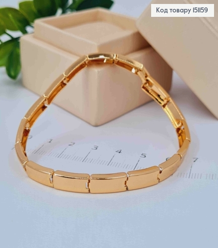 Браслет плетение ПРЯМОУГОЛЬНЫМИ пластинами, длина 19см, Xuping 18К 151159 фото 1