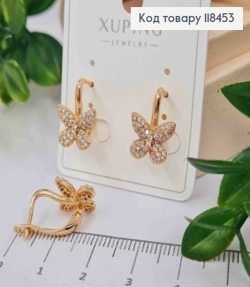 Серьги "Бабочка" с Блестящими камнями, 1,6см, английская застежка, XUPING 18K 118453 фото