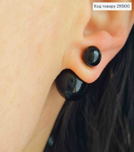 Серьги гвоздики, Двойной шар, 0,8-1,5см, в ассортименте 295100 фото 2