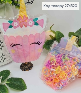 Набор силиконовых резиночек "Единорожки", Полупрозрачные цветные, 100шт/уп 274320 фото