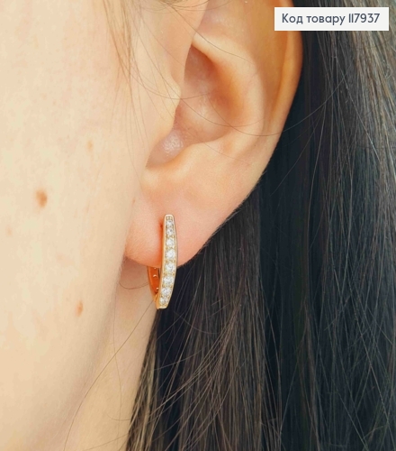 Серьги стрелы украшены Блестящими камешками, 1,6см, английская застежка, Xuping 18K 117937 фото 1