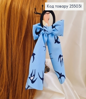 Резинка 5см, Твилли Бант Голубой Ласточки 9*15см (ручная работа, Украина) 255031 фото
