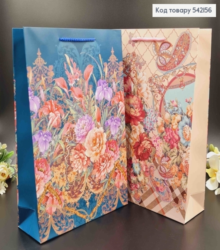 Пакет бумажный "Изысканные цветы с вензелями" 25*37*9см в ассорт. 542156 фото 2